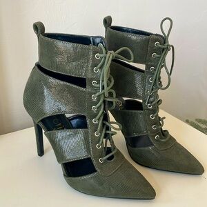 So Me Khaki Lace-Up Ankle Booties